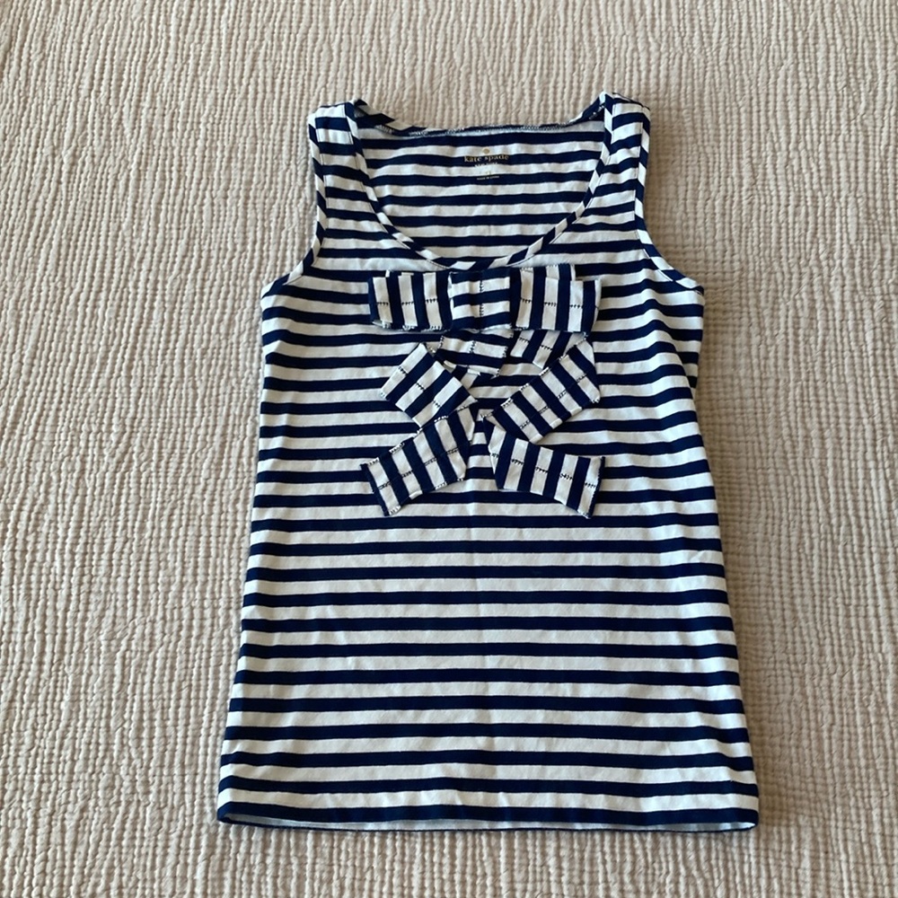Kate Spade Blue and White Striped Bow Sleeveless Tank Size XS